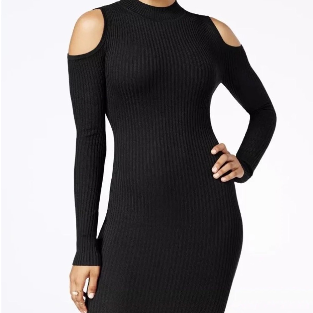 Planet Gold Cold-shoulder Black Dress